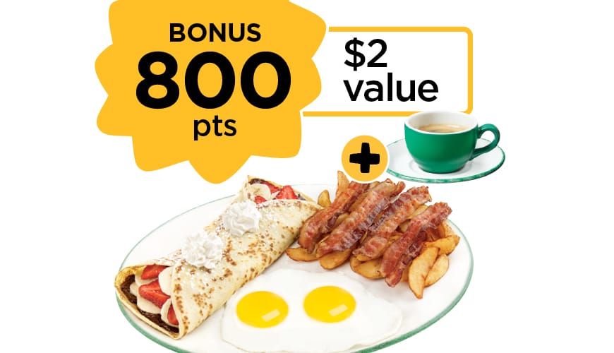 Add a specialty coffee to your meal and get bonus points!